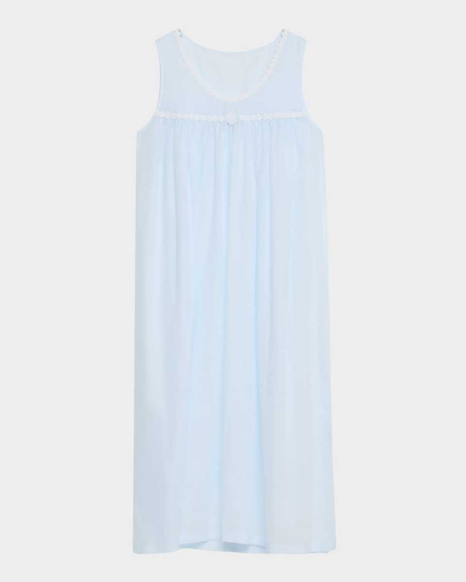 Betty Ruched Lace-Trim Cotton Nightgown